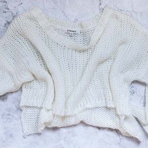 NEW Lychee the Label Vanilla Sheer Knit Sweater